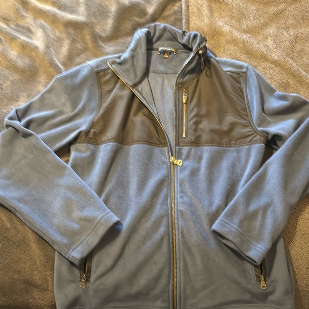 Men’s banana republic, blue, and black fleece jacket